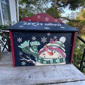Let it snow Christmas snowman box holiday decor